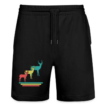 Antilopen Silhouetten Safari - Stanley/Stella Unisex Bio Joggingshorts Trainer  - Schwarz - Vorne - Nik (191cm) & Marisol (170cm)