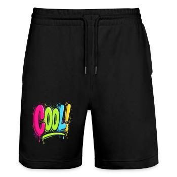 Cool Graffiti Street Art Neon Spray Design Shirt - Stanley/Stella Trainer Unisex Organic Jogging Shorts - black - Front - Nik (191cm) & Marisol (170cm)