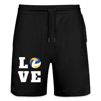 Volleyball Love Gift for Player Mom Coach - Stanley/Stella Trainer Unisex Organic Jogging Shorts - black - Front - Nik (191cm) & Marisol (170cm)