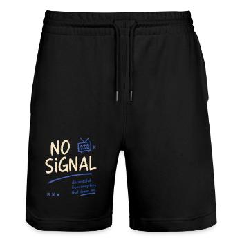 Pas de signal – Vibrations déconnectées - Short de jogging bio TRAINER Stanley/Stella unisexe - noir - Devant - Nik (191cm) & Marisol (170cm)