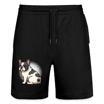 French Bulldog Frenchie Frenchie Owner - Stanley/Stella Trainer Unisex Organic Jogging Shorts - black - Front - Nik (191cm) & Marisol (170cm)