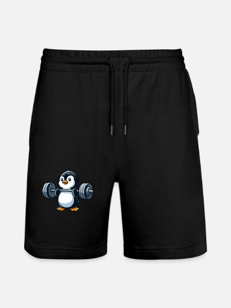 Strong Penguin: Dumbbell Workout - Stanley/Stella Trainer Unisex Organic Jogging Shorts - black