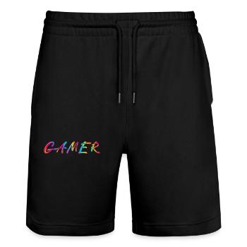 Gamer - Stanley/Stella Unisex Bio Joggingshorts Trainer  - Schwarz - Vorne - Nik (191cm) & Marisol (170cm)