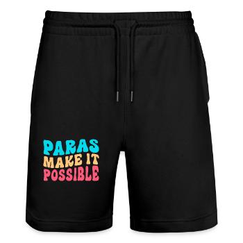 Paraprofessional Paraeducator Teacher Assistant - Stanley/Stella Trainer Unisex Organic Jogging Shorts - black - Front - Nik (191cm) & Marisol (170cm)