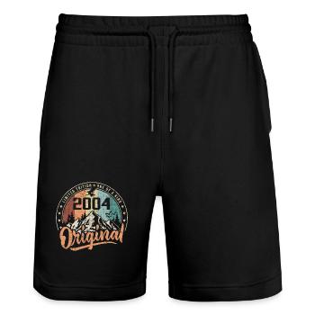 Original 2004 Retro Geburtstagsgeschenk Geboren im Jahr 2004 - Stanley/Stella Unisex Bio Joggingshorts Trainer  - Schwarz - Vorne - Nik (191cm) & Marisol (170cm)
