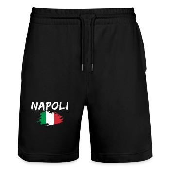 Napoli Italy Flag Naples - Stanley/Stella Trainer Unisex Organic Jogging Shorts - black - Front - Nik (191cm) & Marisol (170cm)