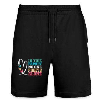 Hirnschlag Schlaganfall - Stanley/Stella Unisex Bio Joggingshorts Trainer  - Schwarz - Vorne - Nik (191cm) & Marisol (170cm)