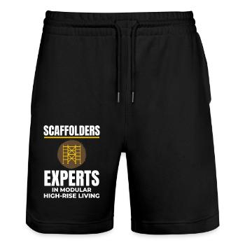 Gerüstbauer Gerüstbauer Gerüstbaubühne - Stanley/Stella Unisex Bio Joggingshorts Trainer  - Schwarz - Vorne - Nik (191cm) & Marisol (170cm)