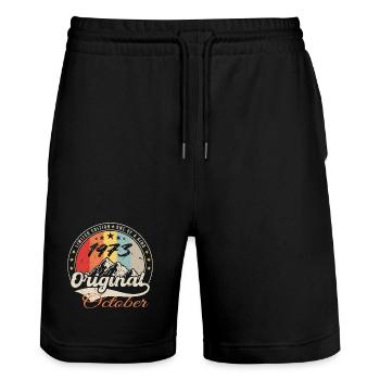 October 1973 Birthday Gift - October 1973 - Stanley/Stella Trainer Unisex Organic Jogging Shorts - black - Front - Nik (191cm) & Marisol (170cm)
