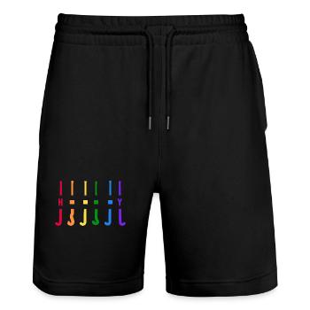 hockey feldhockey-geschenk hockeylegende - Stanley/Stella Unisex Bio Joggingshorts Trainer  - Schwarz - Vorne - Nik (191cm) & Marisol (170cm)
