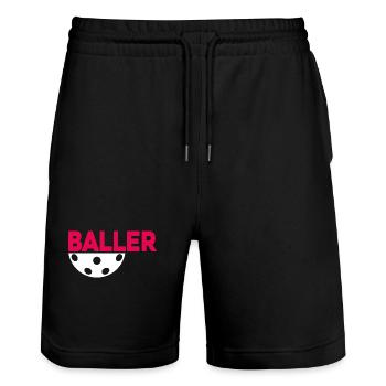 Unihockey Floorball Floorball player Floorballer - Stanley/Stella Trainer Unisex Organic Jogging Shorts - black - Front - Nik (191cm) & Marisol (170cm)