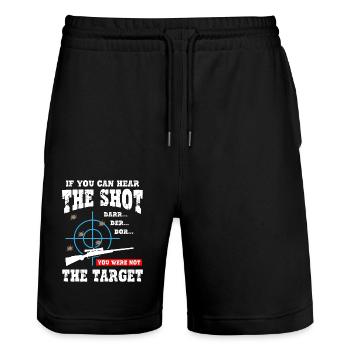You Were Not The Target - Sniper - Stanley/Stella Unisex Bio Joggingshorts Trainer  - Schwarz - Vorne - Nik (191cm) & Marisol (170cm)
