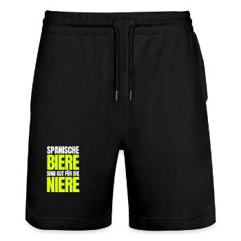 Spanische Biere sind gut für die Niere! - Stanley/Stella Unisex Bio Joggingshorts Trainer  - Schwarz - Vorne - Nik (191cm) & Marisol (170cm)
