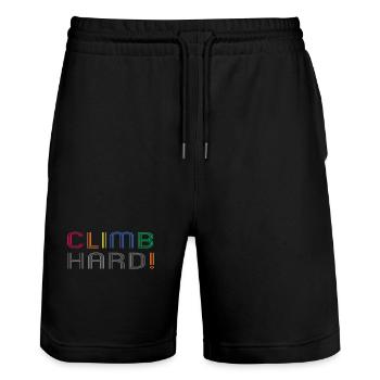 Klettern Bouldern Klettersport Klettergarten - Stanley/Stella Unisex Bio Joggingshorts Trainer  - Schwarz - Vorne - Nik (191cm) & Marisol (170cm)