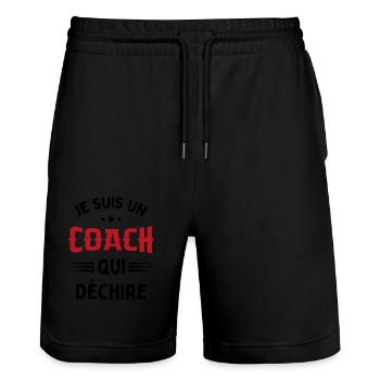 Je Suis Un Coach Qui Déchire Humour Cadeau - Short de jogging bio TRAINER Stanley/Stella unisexe - noir - Devant - Nik (191cm) & Marisol (170cm)