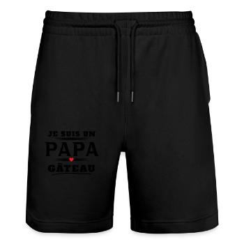 Homme Un Papa Gâteau Pâtisserie Humour Cadeau Noël - Short de jogging bio TRAINER Stanley/Stella unisexe - noir - Devant - Nik (191cm) & Marisol (170cm)