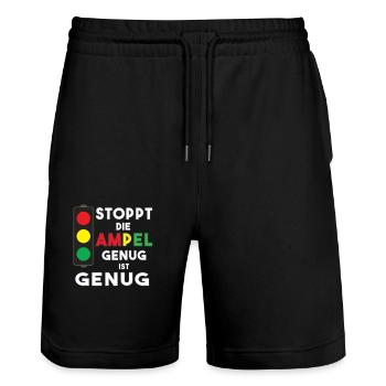 Stop the traffic lights - enough is enough - Stanley/Stella Trainer Unisex Organic Jogging Shorts - black - Front - Nik (191cm) & Marisol (170cm)