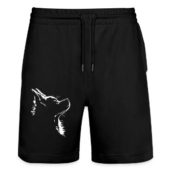 Chihuahua Dog Dog Silhouette Wilsigns - Stanley/Stella Trainer Unisex Organic Jogging Shorts - black - Front - Nik (191cm) & Marisol (170cm)