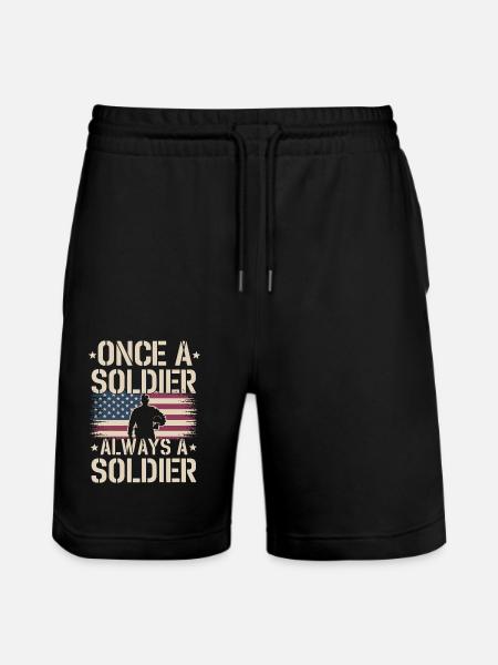 Veteran Military Soldier - Stanley/Stella Trainer Unisex Organic Jogging Shorts - black