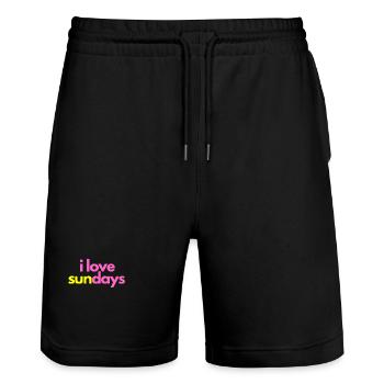 i love sundays! - Ich liebe Sonntage! - Stanley/Stella Unisex Bio Joggingshorts Trainer  - Schwarz - Vorne - Nik (191cm) & Marisol (170cm)
