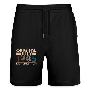 1985 Juli Vintage Retro Geburtstagsgeschenk - Stanley/Stella Unisex Bio Joggingshorts Trainer  - Schwarz - Vorne - Nik (191cm) & Marisol (170cm)