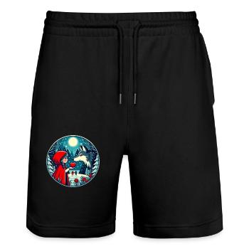 Conte de fées Petit Chaperon Rouge Loup Enfants Mignon Fantaisie - Short de jogging bio TRAINER Stanley/Stella unisexe - noir - Devant - Nik (191cm) & Marisol (170cm)