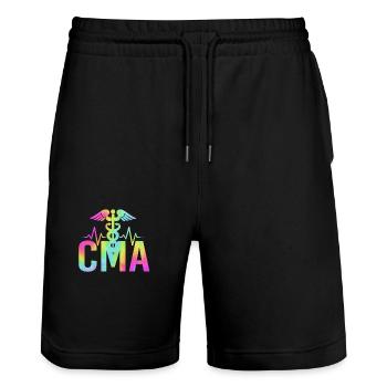 Medical Assistant MFA - Stanley/Stella Trainer Unisex Organic Jogging Shorts - black - Front - Nik (191cm) & Marisol (170cm)