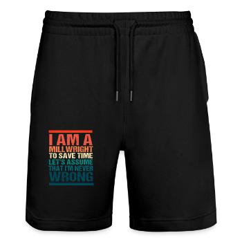 CNC Fitter Mechanical Mechanic - Stanley/Stella Trainer Unisex Organic Jogging Shorts - black - Front - Nik (191cm) & Marisol (170cm)