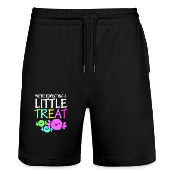 Gender Reveal Halloween Mom-to-be - Stanley/Stella Trainer Unisex Organic Jogging Shorts - black - Front - Nik (191cm) & Marisol (170cm)