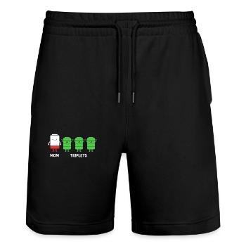 Triplet Mom Mom - Stanley/Stella Trainer Unisex Organic Jogging Shorts - black - Front - Nik (191cm) & Marisol (170cm)