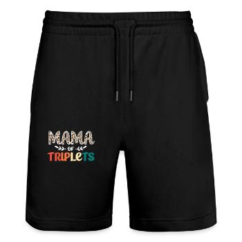 Triplet Mom Mom - Stanley/Stella Trainer Unisex Organic Jogging Shorts - black - Front - Nik (191cm) & Marisol (170cm)