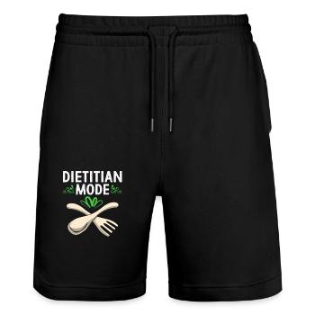 Food Food Nutrition - Stanley/Stella Trainer Unisex Organic Jogging Shorts - black - Front - Nik (191cm) & Marisol (170cm)