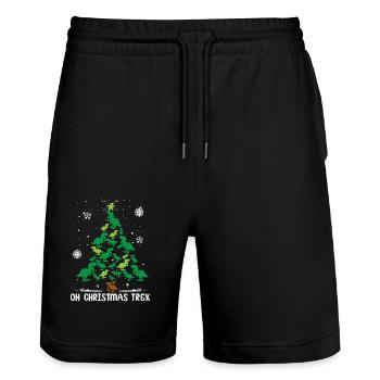 Dinosaur Christmas Tree T-Rex Christmas - Stanley/Stella Trainer Unisex Organic Jogging Shorts - black - Front - Nik (191cm) & Marisol (170cm)