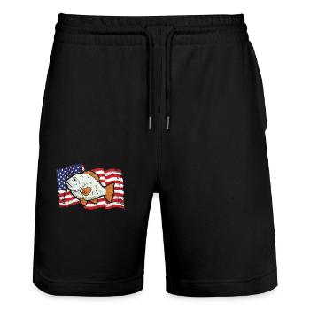 Flounder Fishing Fishing Catcher Summer Flounder - Stanley/Stella Trainer Unisex Organic Jogging Shorts - black - Front - Nik (191cm) & Marisol (170cm)