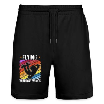 Retro Trapezkünstler Zirkus-Artist Akrobatik - Stanley/Stella Unisex Bio Joggingshorts Trainer  - Schwarz - Vorne - Nik (191cm) & Marisol (170cm)