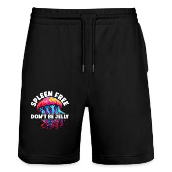 Milz-Entfernung Splenektomie OP Lustiger Spruch - Stanley/Stella Unisex Bio Joggingshorts Trainer  - Schwarz - Vorne - Nik (191cm) & Marisol (170cm)