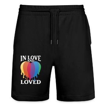 Valentine's Day Gift Wife Girlfriend February 14 - Stanley/Stella Trainer Unisex Organic Jogging Shorts - black - Front - Nik (191cm) & Marisol (170cm)