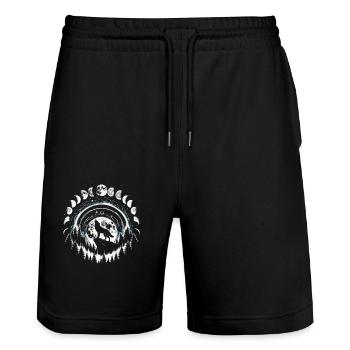 Moon Phases Symbol Astronomy Astrology Full Moon - Stanley/Stella Trainer Unisex Organic Jogging Shorts - black - Front - Nik (191cm) & Marisol (170cm)
