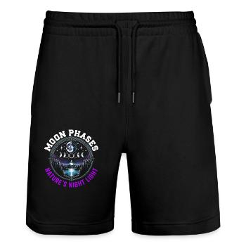 Moon Phases Symbol Astronomy Astrology Full Moon - Stanley/Stella Trainer Unisex Organic Jogging Shorts - black - Front - Nik (191cm) & Marisol (170cm)