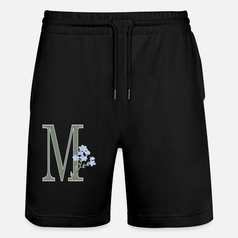 M à fleurs bleues - Short de jogging bio TRAINER Stanley/Stella unisexe - noir