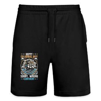 Columbus Day Amerika 1492 Usa Entdeckung - Stanley/Stella Unisex Bio Joggingshorts Trainer  - Schwarz - Vorne - Nik (191cm) & Marisol (170cm)