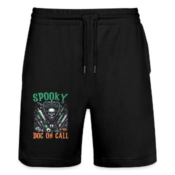 Costume d'Halloween drôle pour docteur docteur - Short de jogging bio TRAINER Stanley/Stella unisexe - noir - Devant - Nik (191cm) & Marisol (170cm)