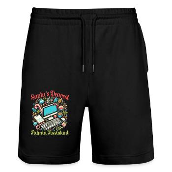 Lustiger Weihnachts-administrator-weihnachtsmann. - Stanley/Stella Unisex Bio Joggingshorts Trainer  - Schwarz - Vorne - Nik (191cm) & Marisol (170cm)