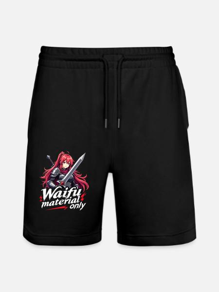 WAIFU MATERIAL ONLY - Warrior - Stanley/Stella Trainer Unisex Organic Jogging Shorts - black