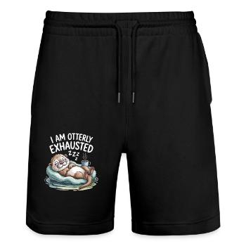 Komisch, ich bin schrecklich erschöpft - Stanley/Stella Unisex Bio Joggingshorts Trainer  - Schwarz - Vorne - Nik (191cm) & Marisol (170cm)