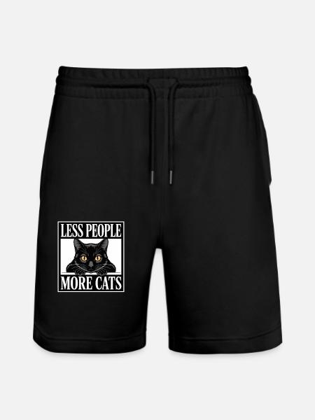 Weniger Menschen, mehr Katzen - Stanley/Stella Unisex Bio Joggingshorts Trainer  - Schwarz