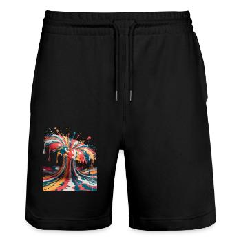 Explosion de couleurs arc-en-ciel - Short de jogging bio TRAINER Stanley/Stella unisexe - noir - Devant - Nik (191cm) & Marisol (170cm)