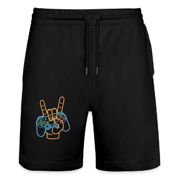 Art au néon gamer - Short de jogging bio TRAINER Stanley/Stella unisexe - noir - Devant - Nik (191cm) & Marisol (170cm)