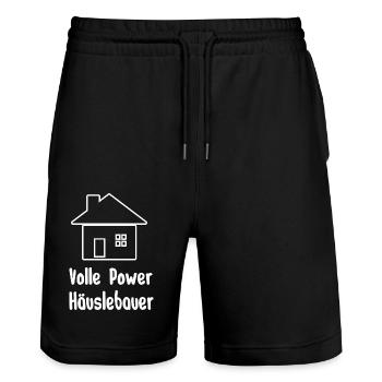 Häuslebauer - Stanley/Stella Unisex Bio Joggingshorts Trainer  - Schwarz - Vorne - Nik (191cm) & Marisol (170cm)