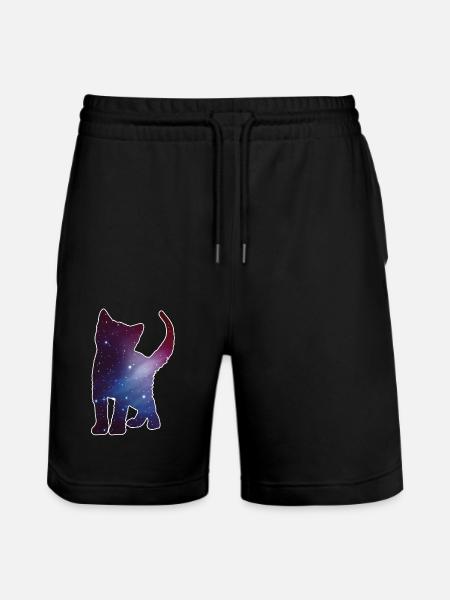 Cat Kitten Silhouette Cat Space Space Gift - Stanley/Stella Trainer Unisex Organic Jogging Shorts - black